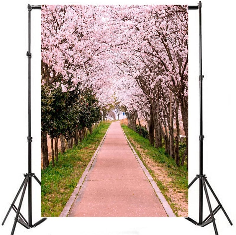AOFOTO 5x7ft Flower Tree Backdrop Spring Cherry Blossoms Photography Background Girl Lovers Woman Lady Adult Artistic Portrait Park Path Photo Shoot Studio Props Video Drop Wallpaper Drape - Image 4